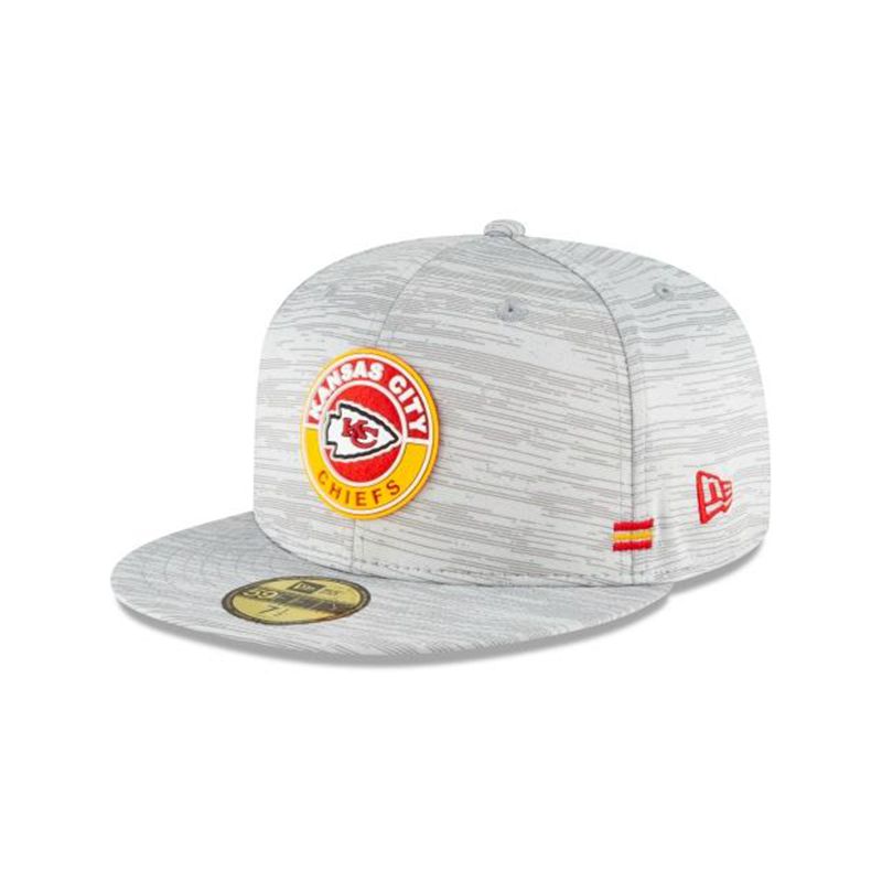 NFL Kansas City Chiefs Official Fall Sideline 59Fifty Fitted (REZ7315) - Grey New Era Caps